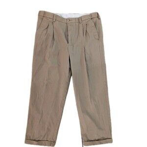 George Men’s Chino Pants 36x29 Mocha Chip Pleated Front Cuffed Hem Cotton Khaki